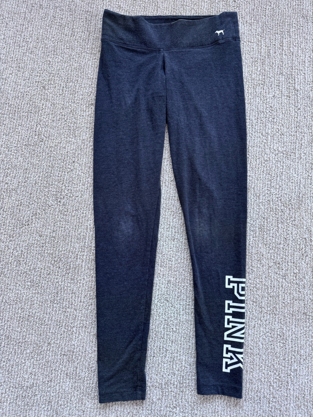 PINK Victoria's Secret Black Leggings with White Logo Panel